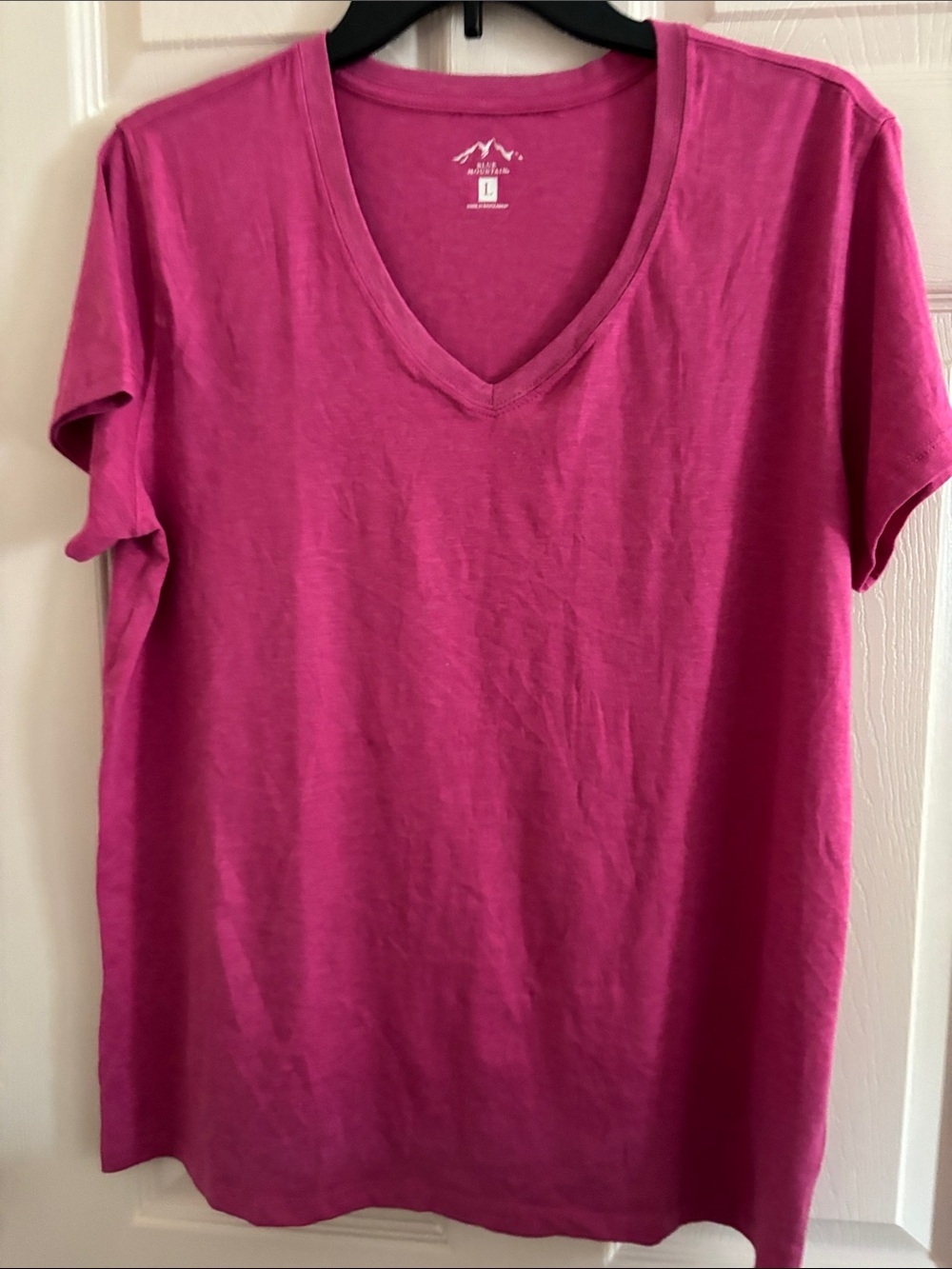 Classic V-Neck Short Sleeve Tee - Raspberry Pink